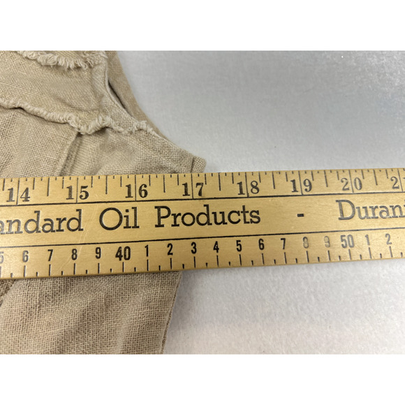 Y2K Utility Linen Vest Tan Safari Vibes Outdoorsy Core Sz S - Picture 11 of 12